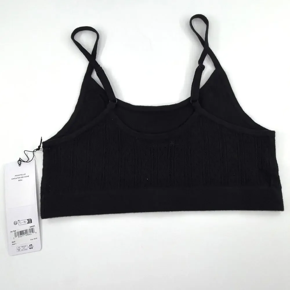 Alo Yoga Black Pointelle Sweater Be Mine Bra Size L
